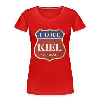 Kiel Deutschland Stadt I Love Vintage Retro - Frauen Premium Bio T-Shirt - Rot - Vorne - Mia (176cm)