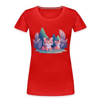 Jouer aux Tiger Cubs (Collection d’animaux rêveurs) - T-shirt bio Premium Femme - rouge - Devant - Mia (176cm)