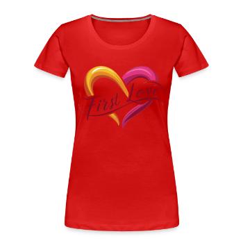 ERSTE LIEBE - Frauen Premium Bio T-Shirt - Rot - Vorne - Mia (176cm)