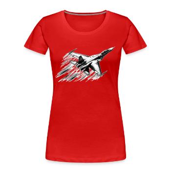 Kampfjet - Frauen Premium Bio T-Shirt - Rot - Vorne - Mia (176cm)