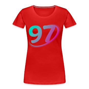 Numéro 97 multicolore - T-shirt bio Premium Femme - rouge - Devant - Mia (176cm)