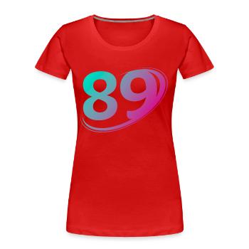 Numéro 89 multicolore - T-shirt bio Premium Femme - rouge - Devant - Mia (176cm)