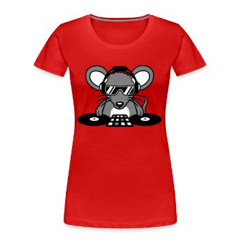 Maus DJ Sonnenbrille Kopfhörer Party Feiern Musik - Frauen Premium Bio T-Shirt - Rot - Vorne - Mia (176cm)