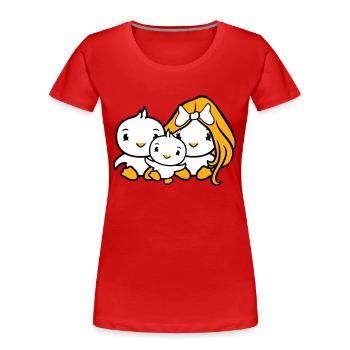 3 oiseaux Famille Parents Maman Papa Trois Enfant Bébé - T-shirt bio Premium Femme - rouge - Devant - Mia (176cm)
