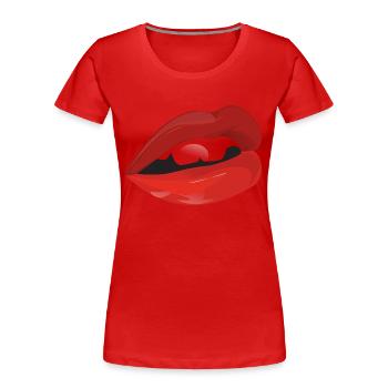 lips - Frauen Premium Bio T-Shirt - Rot - Vorne - Mia (176cm)