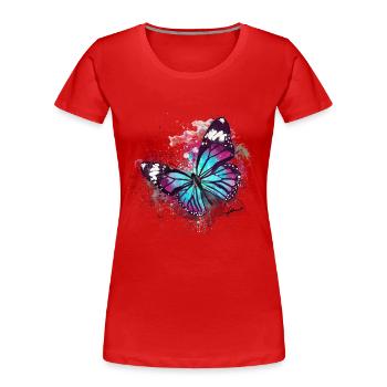 Schönes Schmetterlings-Aquarell - Frauen Premium Bio T-Shirt - Rot - Vorne - Mia (176cm)