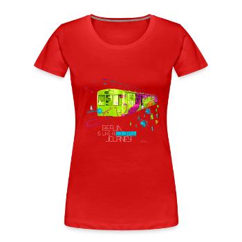 Berlin is like a colorful journey - Frauen Premium Bio T-Shirt - Rot - Vorne - Mia (176cm)