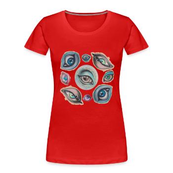 just eyes - Frauen Premium Bio T-Shirt - Rot - Vorne - Mia (176cm)