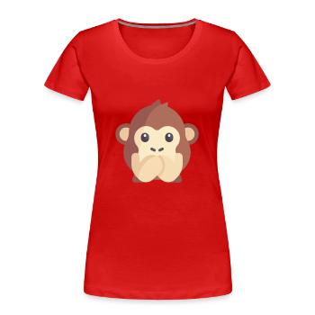 süßes Affen Emoticon - Frauen Premium Bio T-Shirt - Rot - Vorne - Mia (176cm)