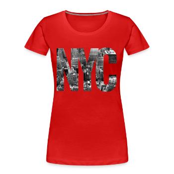NYC - T-shirt bio Premium Femme - rouge - Devant - Mia (176cm)