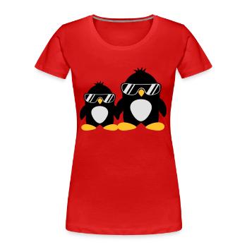 Cool Penguin Dad And Boy - Women's Premium Organic T-Shirt - red - Front - Mia (176cm)