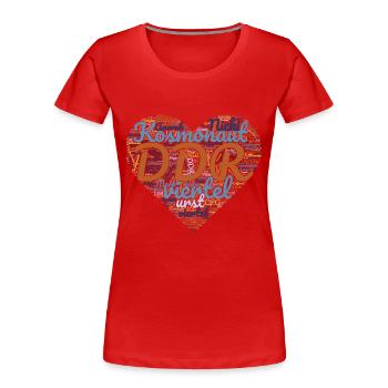 DDR Ostalgie Herz - Frauen Premium Bio T-Shirt - Rot - Vorne - Mia (176cm)