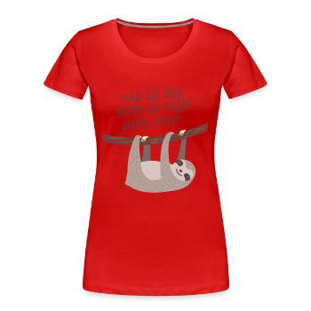 Nap All Day, Sleep All Night, Party Never - Frauen Premium Bio T-Shirt - Rot - Vorne - Mia (176cm)