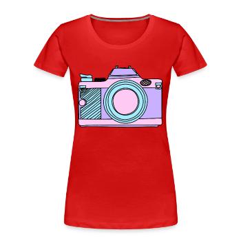 Camera in pastel unicorn colours photography photo - Women's Premium Organic T-Shirt - red - Front - Mia (176cm)