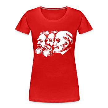 marx engels lenin köpfe statuen Kommunismus Sichel - Frauen Premium Bio T-Shirt - Rot - Vorne - Mia (176cm)