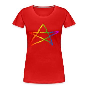 Pentagramm Regenbogen Farben gothic goth okkulte - Frauen Premium Bio T-Shirt - Rot - Vorne - Mia (176cm)