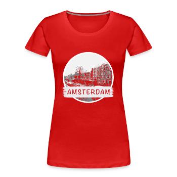 Amsterdam City - Women's Premium Organic T-Shirt - red - Front - Mia (176cm)