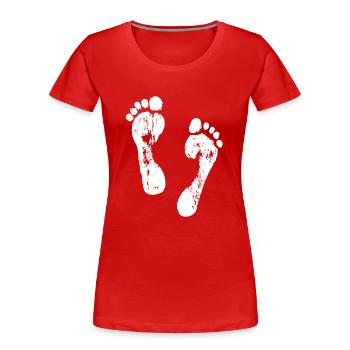 Fußabdrücke im Sand - Frauen Premium Bio T-Shirt - Rot - Vorne - Mia (176cm)