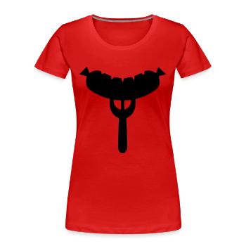 Wurst Gabel - Frauen Premium Bio T-Shirt - Rot - Vorne - Mia (176cm)