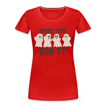 Funny Halloween Ghosts Crew - Secouez votre butin - T-shirt bio Premium Femme - rouge - Devant - Mia (176cm)