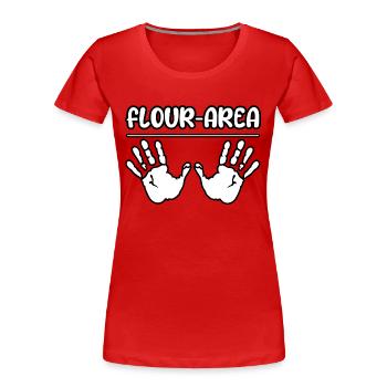 Zone farine de biscuits au chocolat de Noël - T-shirt bio Premium Femme - rouge - Devant - Mia (176cm)
