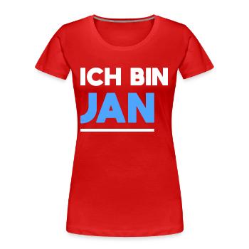 Jan Name Spruch für stolze Jans - Frauen Premium Bio T-Shirt - Rot - Vorne - Mia (176cm)