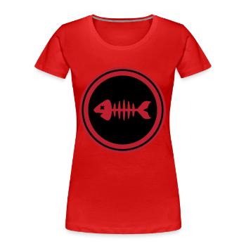 Fish Symbol Bone Bones - Women's Premium Organic T-Shirt - red - Front - Mia (176cm)