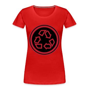 Recycling Symbol - Frauen Premium Bio T-Shirt - Rot - Vorne - Mia (176cm)