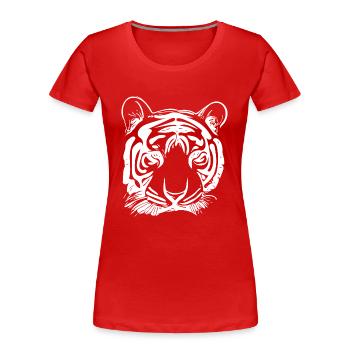 Tiger Großkatze mit Vintage Streifenmuster - Frauen Premium Bio T-Shirt - Rot - Vorne - Mia (176cm)