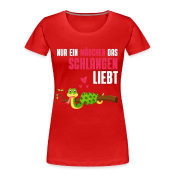 Reptilien Mädchen Tierliebhaber Geschenk Schlange - Frauen Premium Bio T-Shirt - Rot - Vorne - Mia (176cm)
