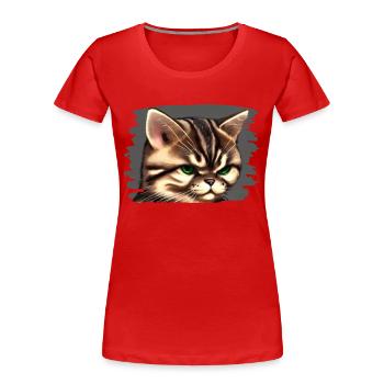 Visage de chat - T-shirt bio Premium Femme - rouge - Devant - Mia (176cm)