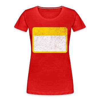Warning sign name tag Respect sign yellow - Women's Premium Organic T-Shirt - red - Front - Mia (176cm)