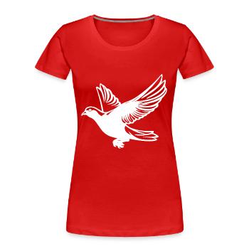 Pigeon en vol avec des ailes - T-shirt bio Premium Femme - rouge - Devant - Mia (176cm)
