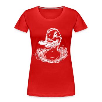 Schwimmende Ente mit großem Schnabel - Frauen Premium Bio T-Shirt - Rot - Vorne - Mia (176cm)