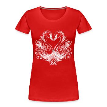 Süsse Elegante Schwäne in Herzform Formation - Frauen Premium Bio T-Shirt - Rot - Vorne - Mia (176cm)