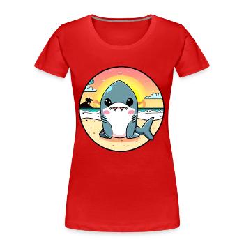 Requin détendu sur la plage - T-shirt bio Premium Femme - rouge - Devant - Mia (176cm)