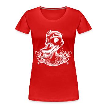 Lustige Ente mit großem Schnabel - Frauen Premium Bio T-Shirt - Rot - Vorne - Mia (176cm)