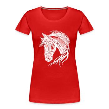 Beautiful stallion with elegant waving mane - Women's Premium Organic T-Shirt - red - Front - Mia (176cm)
