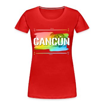 Cancun - T-shirt bio Premium Femme - rouge - Devant - Mia (176cm)