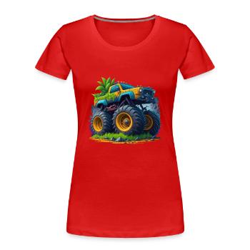 Monster truck - Women's Premium Organic T-Shirt - red - Front - Mia (176cm)