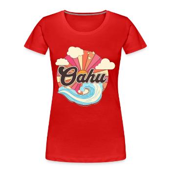 Oahu Hawaii Retro 80s Beach - Women's Premium Organic T-Shirt - red - Front - Mia (176cm)