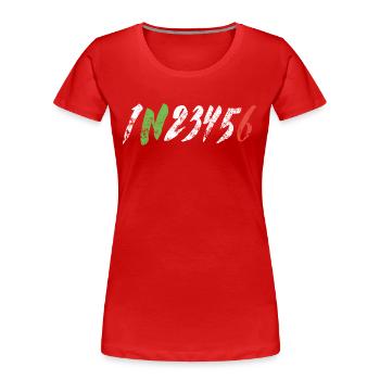 1N23456 Motorrad Gangschaltung - Adrenalin - Frauen Premium Bio T-Shirt - Rot - Vorne - Mia (176cm)