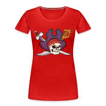 Piratenschädel - Frauen Premium Bio T-Shirt - Rot - Vorne - Mia (176cm)