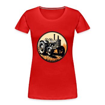 Tracteur / Agriculture / Agriculteur / Travail des champs - T-shirt bio Premium Femme - rouge - Devant - Mia (176cm)