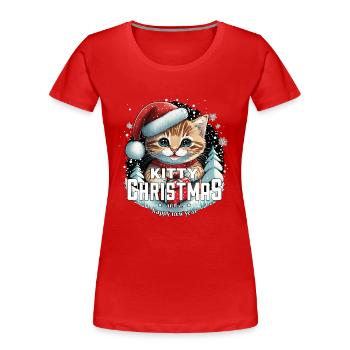 Chat de Noël - Kitty Noël - T-shirt bio Premium Femme - rouge - Devant - Mia (176cm)