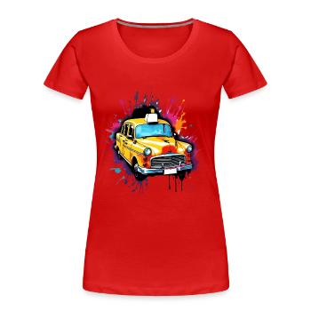 Taxi / Taxifahrer / Amerika / Comic / Old School - Frauen Premium Bio T-Shirt - Rot - Vorne - Mia (176cm)