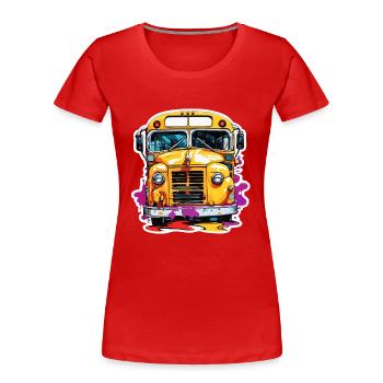 Bus / Schulbus / gelb / Comic / Old School - Frauen Premium Bio T-Shirt - Rot - Vorne - Mia (176cm)