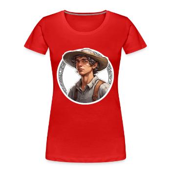 Agriculteur / Agriculteur / Récolte / Culture / Ferme / Terre - T-shirt bio Premium Femme - rouge - Devant - Mia (176cm)