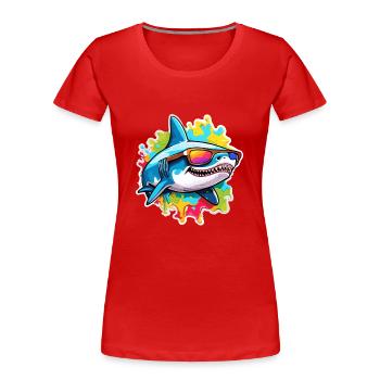 Hai / Tierwelt / Unterwasser / Meer / Ozean - Frauen Premium Bio T-Shirt - Rot - Vorne - Mia (176cm)