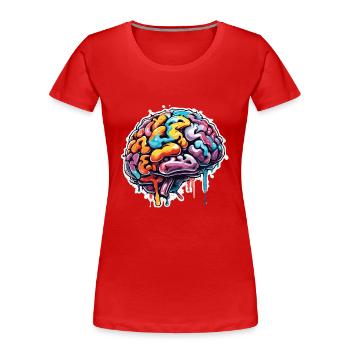 Cerveau / Connaissance / Intelligence / Intelligent / Pensée - T-shirt bio Premium Femme - rouge - Devant - Mia (176cm)